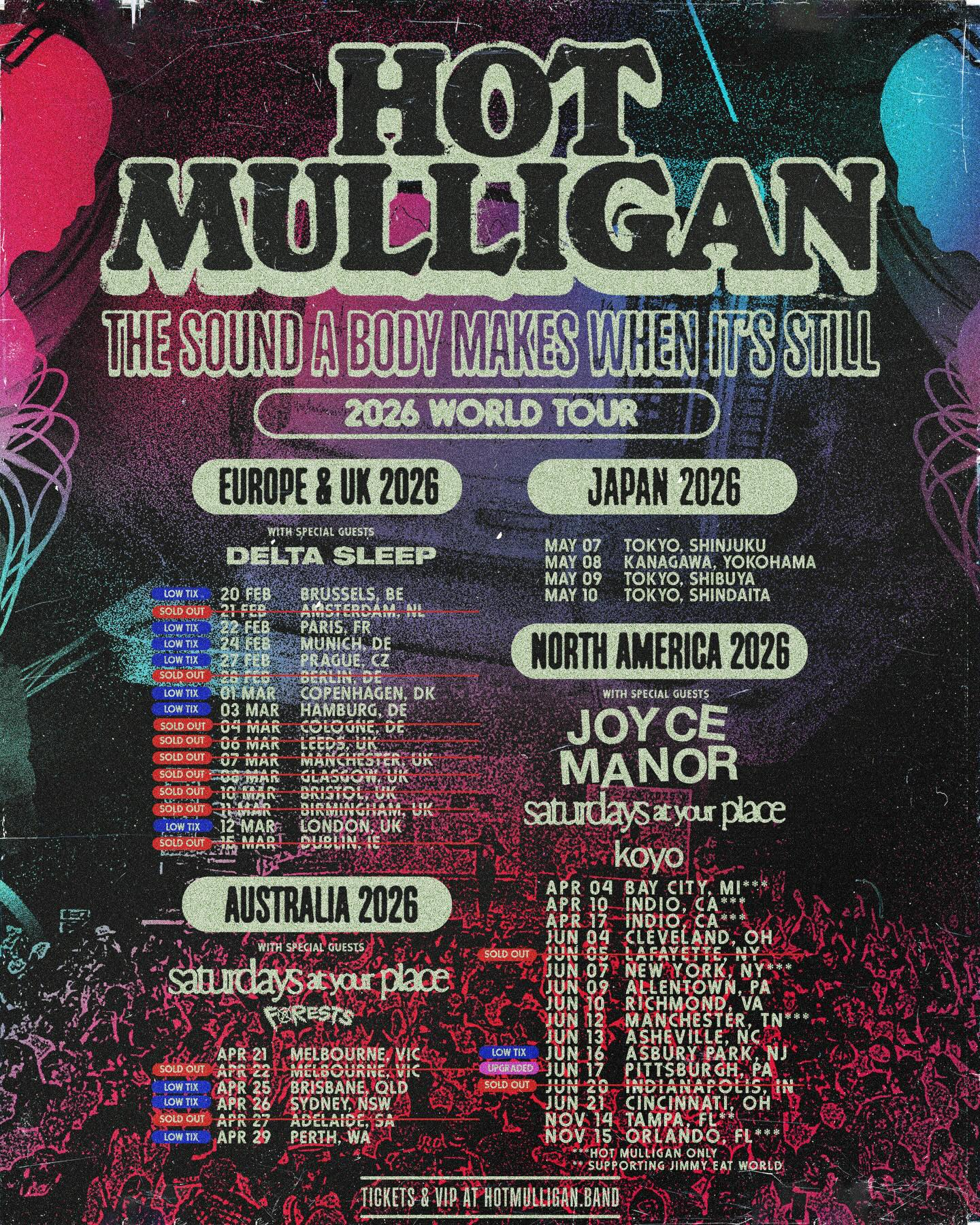 Hot Mulligan THE SOUND A BODY MAKES WHEN IT'S STILL TOUR Poster 2026